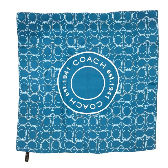 Coach Accessories - Coach Blue Signature Large Silk Scarf